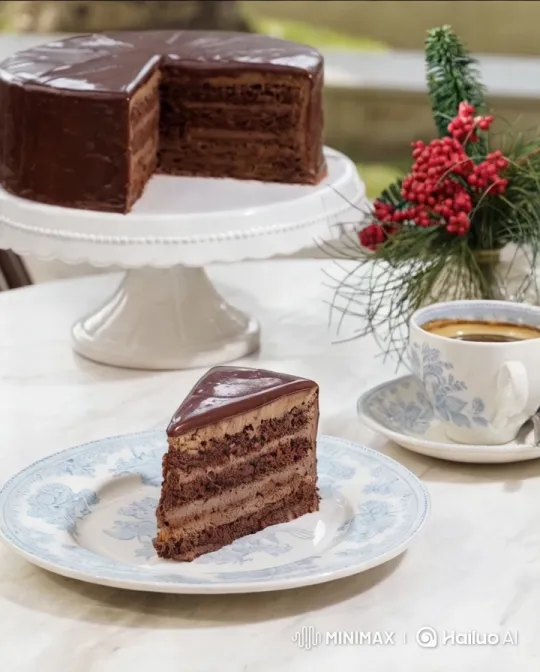 Elegant Chocolate Cake and Coffee Display – AI Generated Video | Hailuo AI