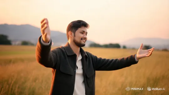 Romantic Afternoon Scene: Young Man Embracing Serenity – AI Generated Video | Hailuo AI
