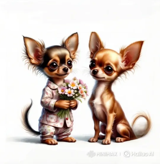 Chihuahuas Exchange Bouquet in Heartwarming Live2D Scene – AI Generated Video | Hailuo AI