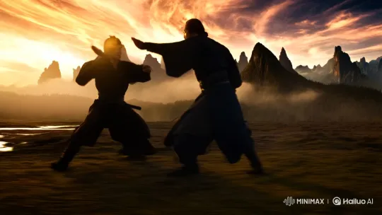 Brothers of the Wind: Epic Duel in Misty Valley – AI Generated Video | Hailuo AI