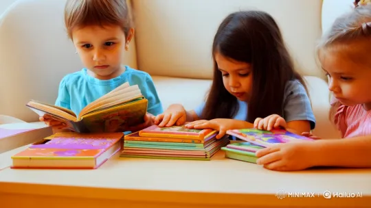 Children Organizing Books in Cozy Reading Corner – AI Generated Video | Hailuo AI