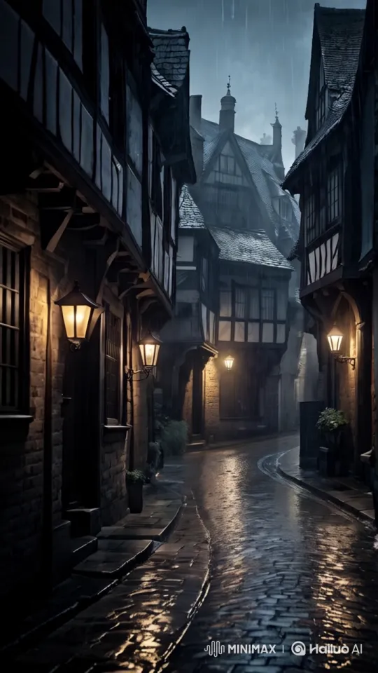 Rainy Medieval Townscape Captured in Aesthetic Glory – AI Generated Video | Hailuo AI
