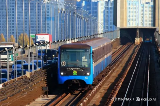 Urban Train Journey Through Busy Cityscape – AI Generated Video | Hailuo AI