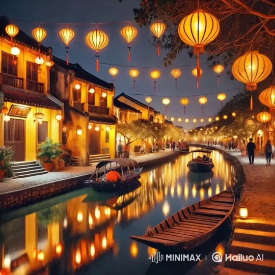 Enchanting Riverside Town at Night – AI Generated Video | Hailuo AI