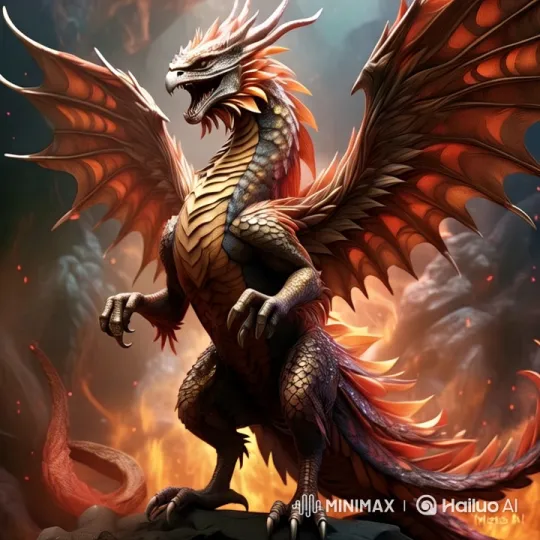 Majestic Phoenix Dragon in Cinematic 8K Flight Preparations – AI Generated Video | Hailuo AI