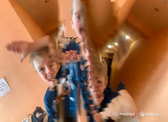 Vibrant Hallway Scene with Energetic Subject – AI Generated Video | Hailuo AI