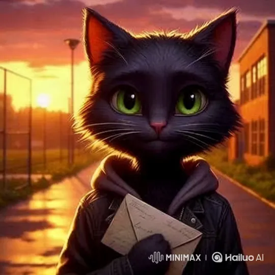 Melancholic Cat in Golden Sunset School Playground – AI Generated Video | Hailuo AI