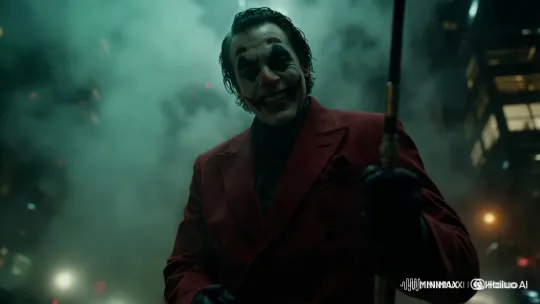 The Joker in Sinister Cityscape with Dramatic Camera Work – AI Generated Video | Hailuo AI