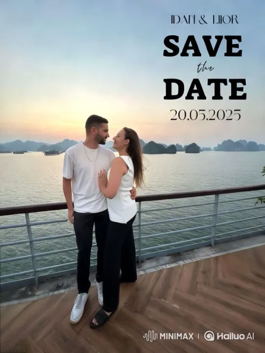 Couple Dances on Deck to Announce Wedding Date – AI Generated Video | Hailuo AI