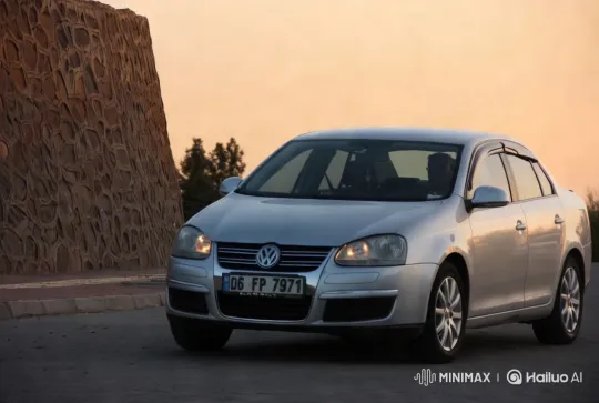 Sleek Volkswagen Glides Through Serene Sunset Scene – AI Generated Video | Hailuo AI