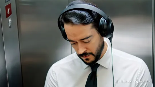 Contemplative Man Reflects in Modern Elevator Setting – AI Generated Video | Hailuo AI