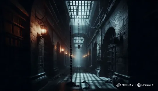 Eerie Corridor: Suspenseful Atmosphere with Chains and Lanterns – AI Generated Video | Hailuo AI
