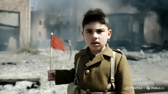 Innocent Boy's Brave Walk Through WWII Ruins – AI Generated Video | Hailuo AI