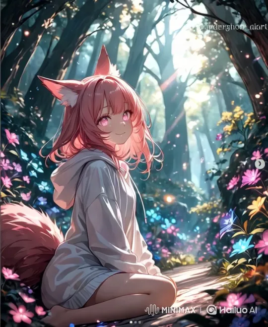 Enchanted Forest Scene with Fox-Eared Girl – AI Generated Video | Hailuo AI