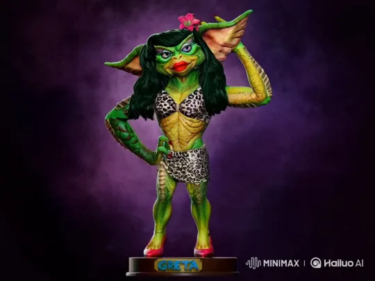 Green Creature Poses Confidently in Dramatic Setting – AI Generated Video | Hailuo AI