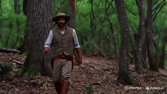 Bearded Man in Peasant Clothing Running Through Rainforest – AI Generated Video | Hailuo AI