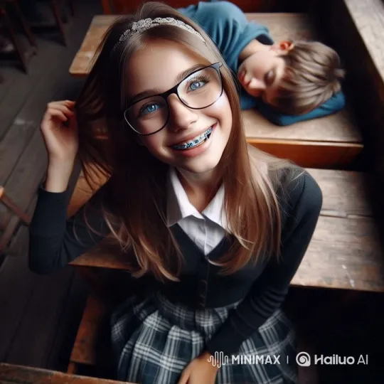 French Girl in Rustic Classroom, Captivating Smile – AI Generated Video | Hailuo AI