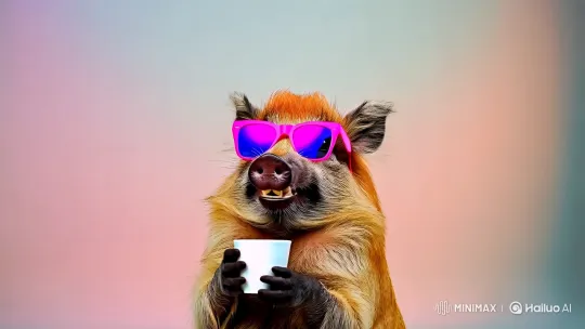 Joyful Wild Boar in Aesthetic Studio Setting – AI Generated Video | Hailuo AI