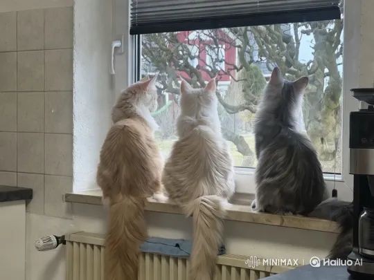 Three Cats Play on a Kitchen Windowsill – AI Generated Video | Hailuo AI