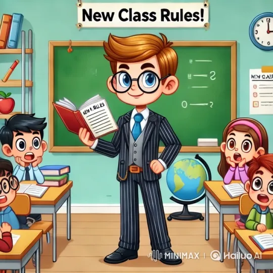 Teacher Introduces New Rules in Lively Classroom – AI Generated Video | Hailuo AI