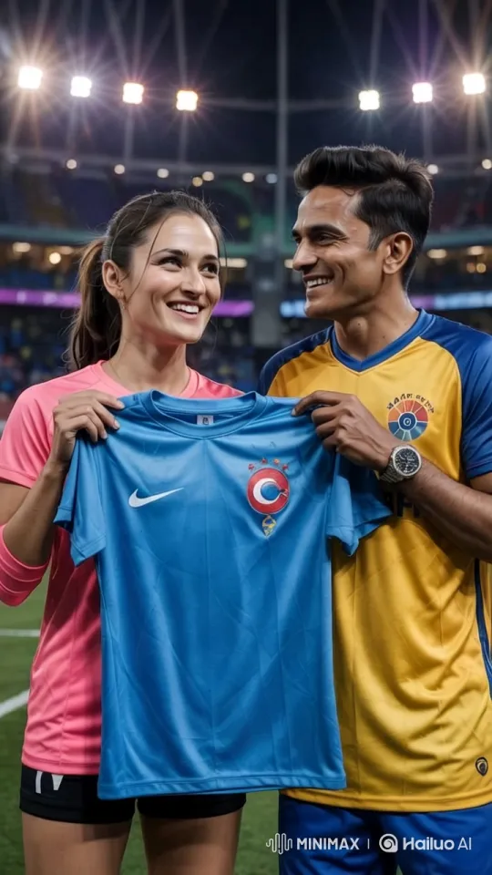 Turkish Volleyball Star Meets Indian Football Legend in a Stylish Exchange – AI Generated Video | Hailuo AI