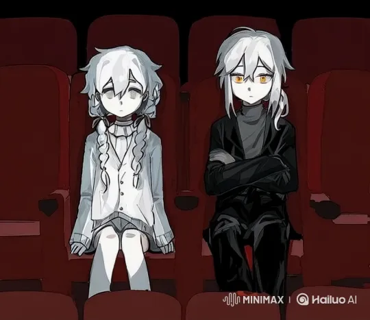 Animated Live2D Characters in Theater Seats Blinking Gently – AI Generated Video | Hailuo AI