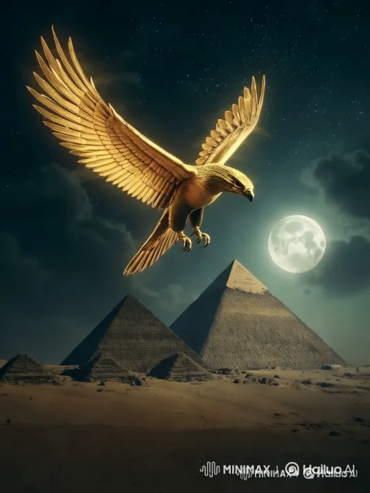 Eagle Glides Over Moonlit Pyramids – AI Generated Video | Hailuo AI