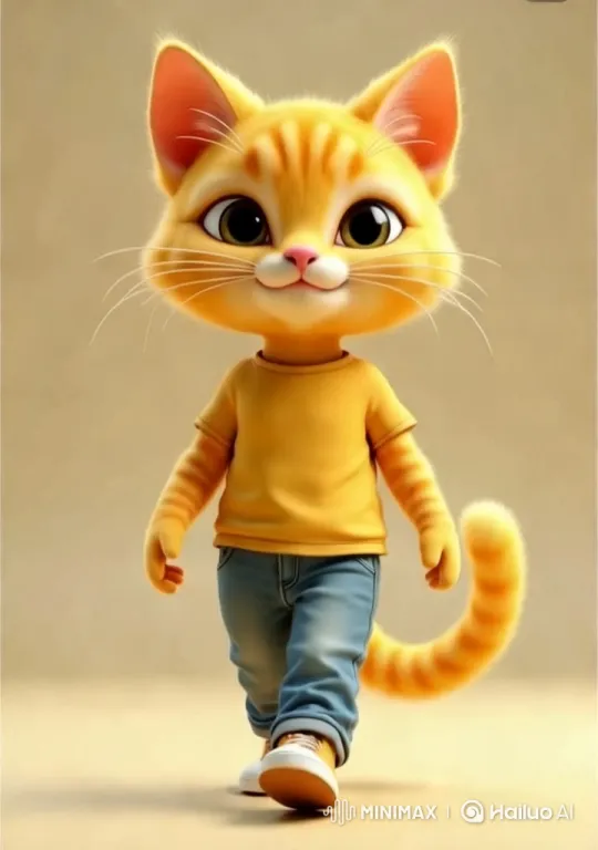 Anthropomorphic Cat Engages in Friendly Chat – AI Generated Video | Hailuo AI