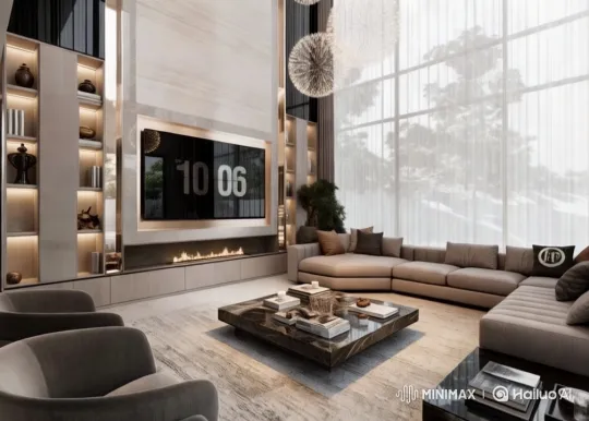 Luxurious Living Room with Modern Tech and Elegant Decor – AI Generated Video | Hailuo AI
