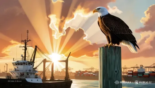 Eagle's Flight Over Sunrise Port Celebrates Ramadan Bayram – AI Generated Video | Hailuo AI
