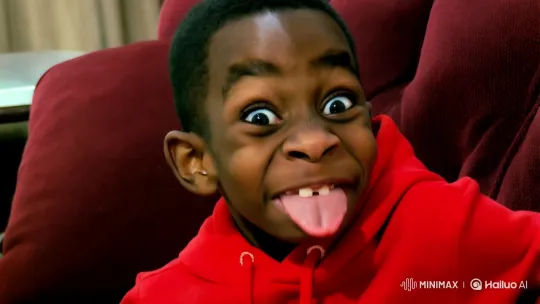 Boy in Red Hoodie Showcases Joyful Expression – AI Generated Video | Hailuo AI