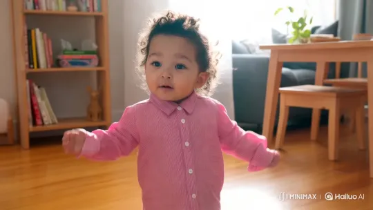 Child's Joyful Dance in a Cozy, Light-Filled Room – AI Generated Video | Hailuo AI