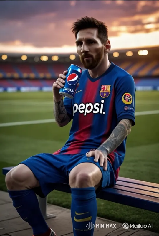 Football Player Enjoying Pepsi at Sunset – AI Generated Video | Hailuo AI