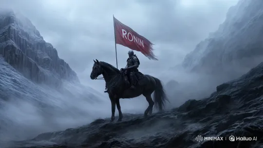 Lone Ronin Warrior on Horseback in Misty Mountains – AI Generated Video | Hailuo AI