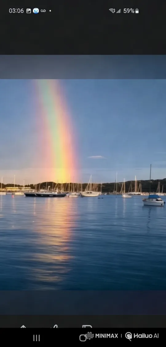 Harbor Scene with Rainbow and Swaying Boats – AI Generated Video | Hailuo AI