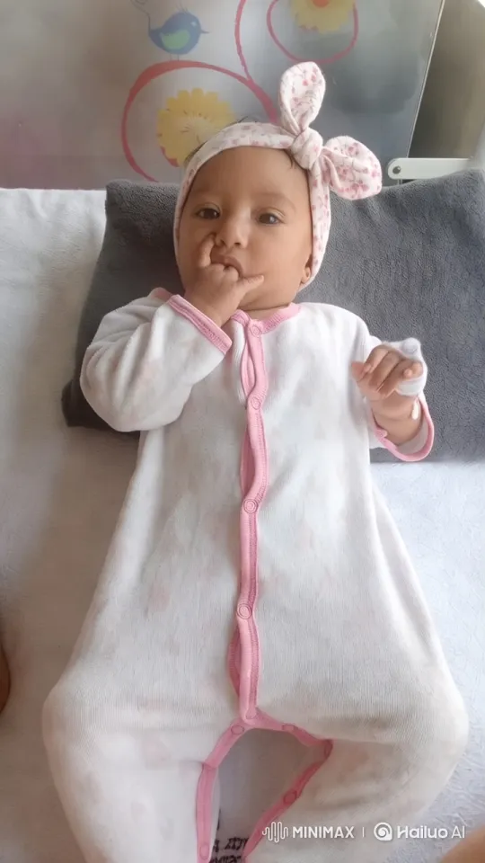 Baby on Blanket in Cozy Onesie with Floral Headband – AI Generated Video | Hailuo AI