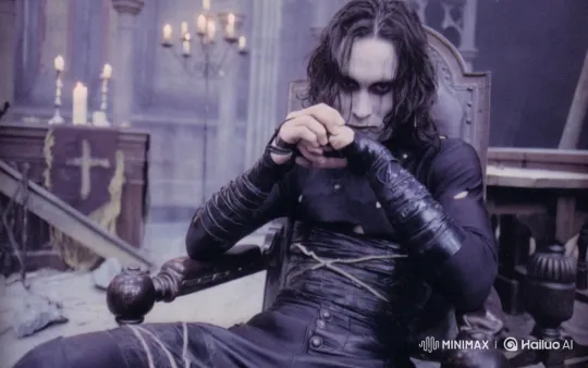 Gothic Aesthetic: Darkly Clad Man in Ornate Chair – AI Generated Video | Hailuo AI