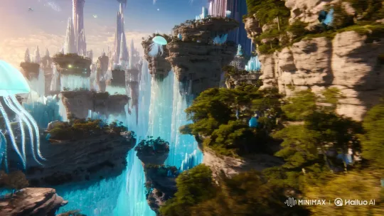 Surreal Sky: Floating Isles and Glowing Creatures – AI Generated Video | Hailuo AI