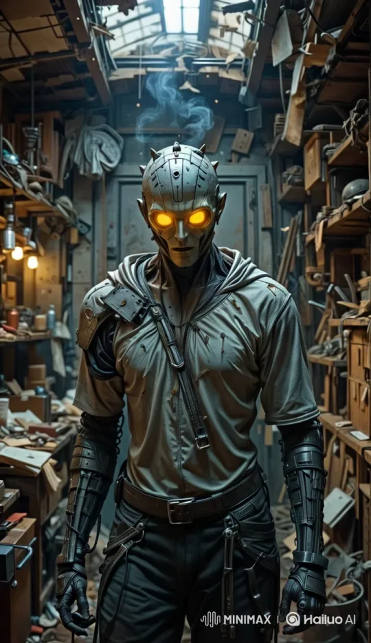 Cybernetic Warrior in a Mysterious Workshop – AI Generated Video | Hailuo AI