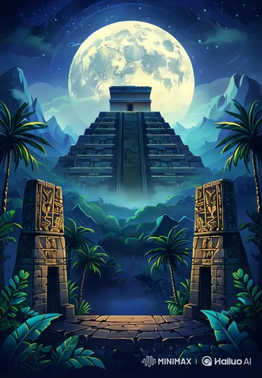 Grand Pyramid's Majesty Amidst Night Sky and Greenery – AI Generated Video | Hailuo AI