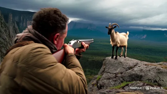 Lone Hunter in Wilderness: Aesthetic and Intense Hunt – AI Generated Video | Hailuo AI