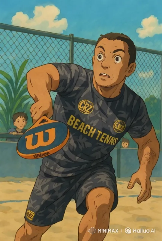 Beach Tennis Player Showcases Power and Agility – AI Generated Video | Hailuo AI