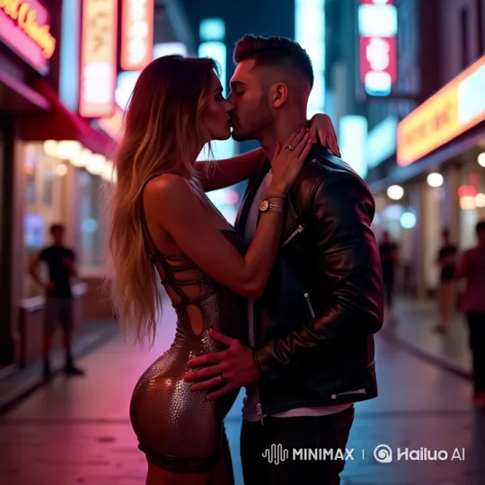 Passionate Embrace in Vibrant City Night – AI Generated Video | Hailuo AI