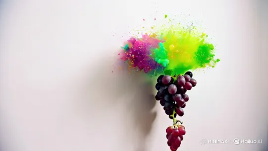 Psychedelic Grape Art Evokes Rock Album Cover – AI Generated Video | Hailuo AI