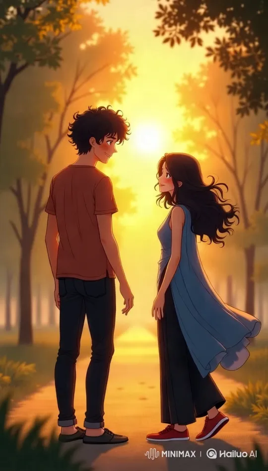 Romantic Sunset Encounter in a Peaceful Park – AI Generated Video | Hailuo AI
