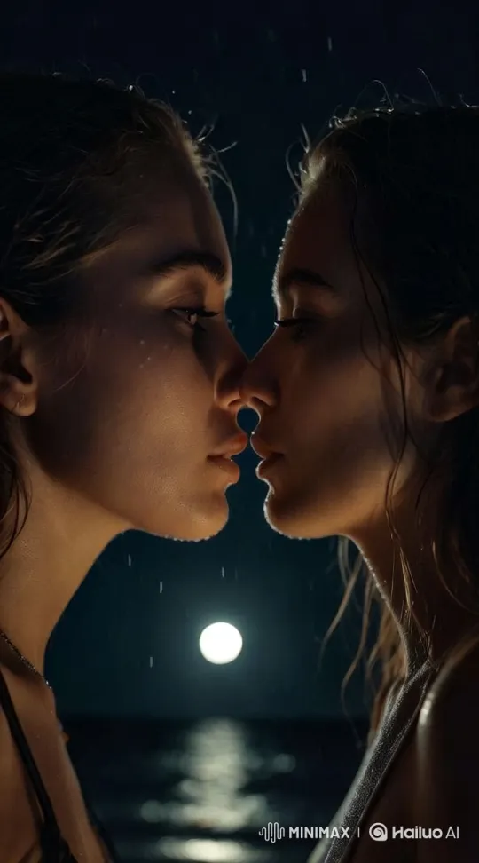Romantic Moonlit Kiss by the Ocean's Edge – AI Generated Video | Hailuo AI