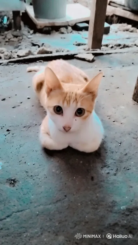 Orange and White Cat Dances Gracefully in Rustic Setting – AI Generated Video | Hailuo AI
