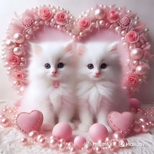 Affectionate Kittens in a Romantic Heart Frame – AI Generated Video | Hailuo AI