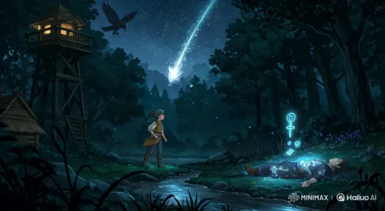 Mysterious Starfall Leads to Unseen Encounters in the Forest – AI Generated Video | Hailuo AI