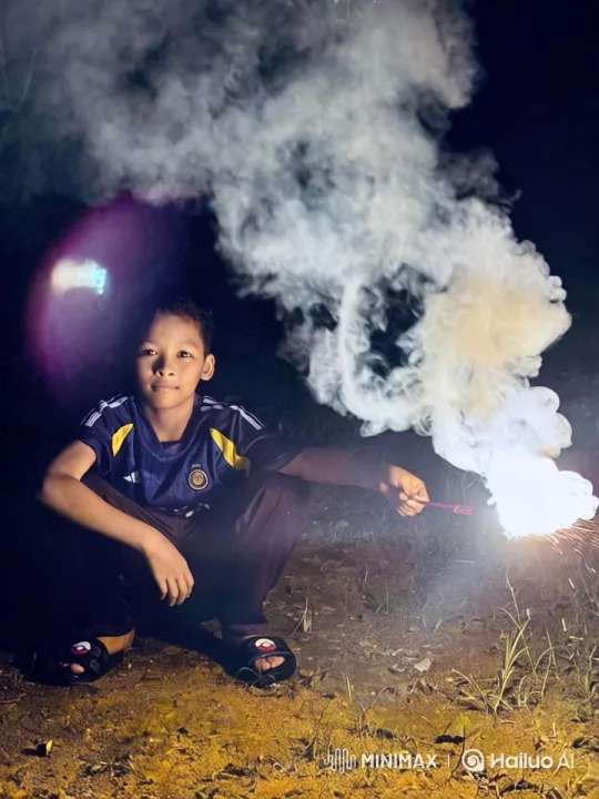 Boy with Sparkler: Night's Gentle Glow – AI Generated Video | Hailuo AI